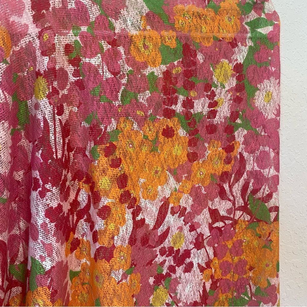 Top it Off Printed  Emily  Poncho Wrap Sweater Floral Pink Orange One Size - Picture 7 of 7